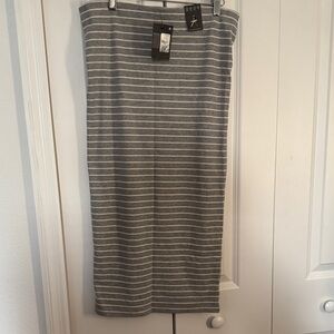 Primark Gray and White Striped Pencil Skirt